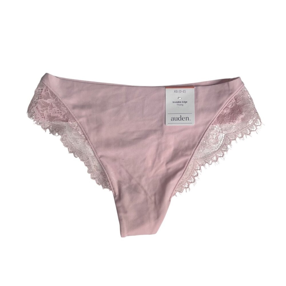 Auden Invisible Edge Lace Thong Underwear XS‎ Blush Pink New Lingerie